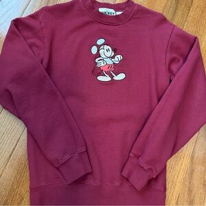 Disney Maroon Crewneck Sweater with Mickey Mouse